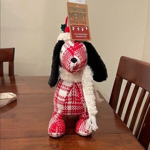 Red and White Plaid Christmas Dog Plush